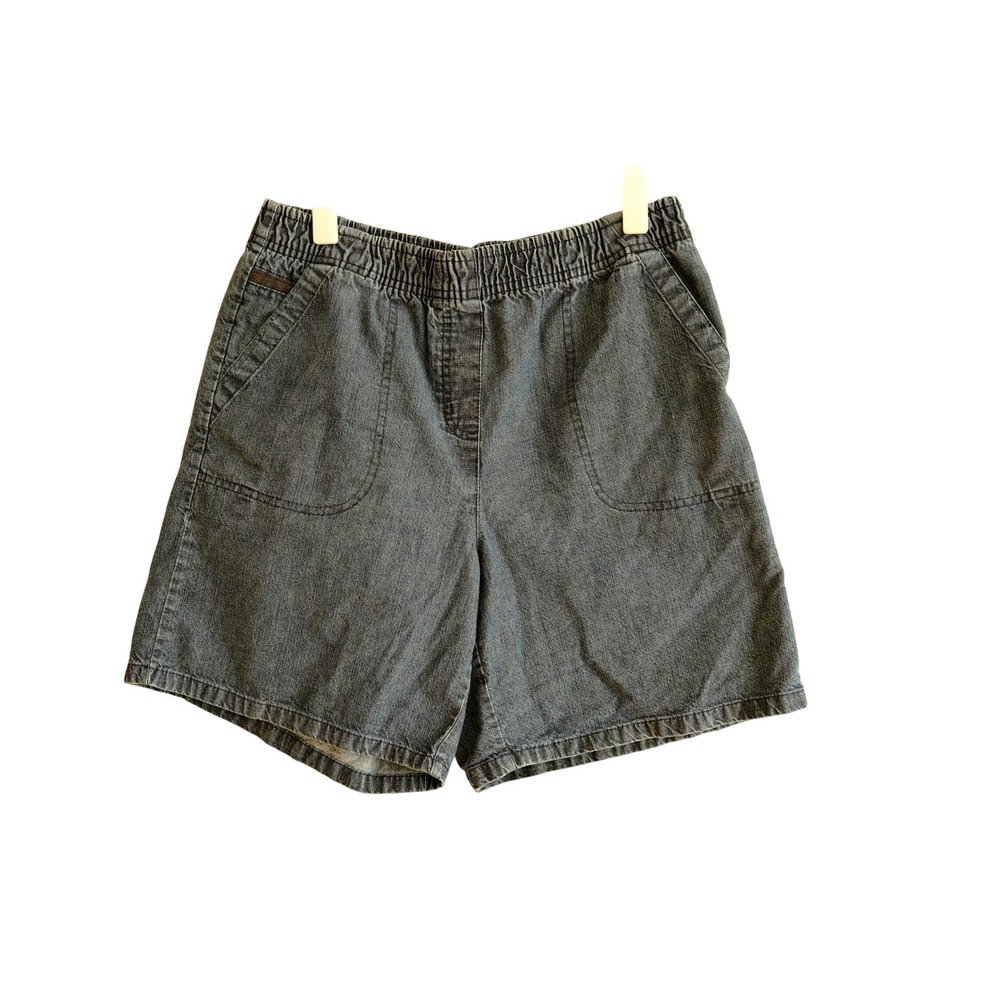 Vintage 90s Denim Shorts S Dark Blue‎ Elastic Waist Pull On Mom Aesthetic